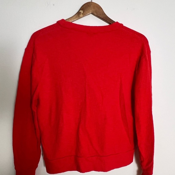Womens J.Crew Red Faux Wrap Sweater Textured Knit Small Cotton Preppy Normcore - Picture 8 of 14